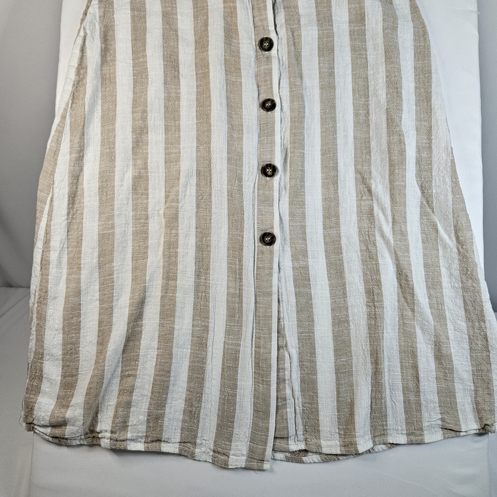 H&M Beige and White Striped Button-Front A-Line Skirt - Picture 2 of 7